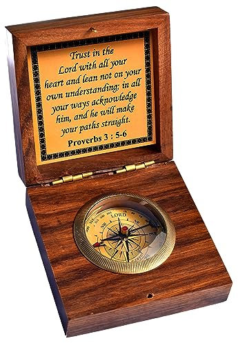 2023 Lord's Compass w/Jeremia 17:7, Bibelvers Kompass für Frauen und Männer, inspirierendes Geschenk, religiöse Geschenke für Männer, Taufgeschenke für Jungen, Kommunion, katholisch, Abschluss