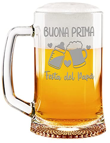 Colorfamily Boccale Birra Papà 50 cl Buona prima festa del papà cuori birra e biberon Idea regalo