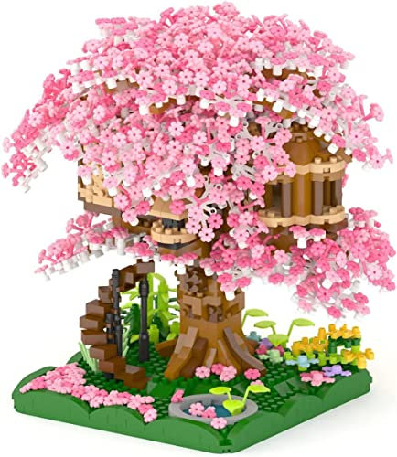 Cherry Tree Building Blocks, Mini Tree Flowers Building Kit, Creative DIY Project Botanical Collection Building Bricks Construction Set for Adults Home Decor