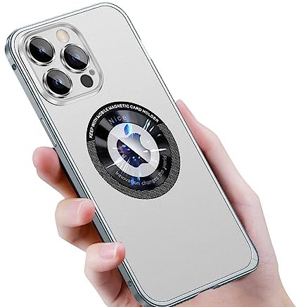 leleyo Funda para iPhone 14 Pro MAX Capa Metal Compatible con MagSafe, Protector Cámara iPhone 14 Pro MAX Case Fina Metal con Carcasa PC (Blanco)