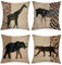 Bonhause 4er Set Kissenbezüge Afrikanische Tier Leopard 50 x 50 cm Doppelseitig Giraffe Zebra Polyester Leinen Dekorative Kissenhülle Zierkissenbezüge für Sofa Wohnzimmer Zuhause Dekoration