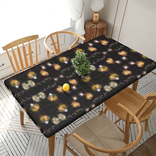 Jadery Tischdecke mit Aufschrift Happy New Year, waschbar, rechteckig, für Küche, Esszimmer, Erntedankfest, Weihnachten, 76 x 152 cm