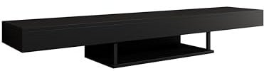 MB Muebles Bonitos | Lowboard | TV-Schrank | Hängendes TV-Möbel | Fernsehschrank für Wohnzimmer | TV Tisch | Breite 150 x Höhe 22 x Tiefe 29,6 cm | TV-Möbel in Mattschwarzes Melamin | Modell Aydin