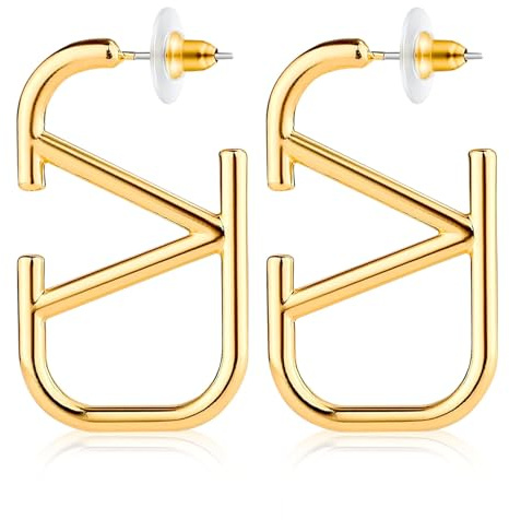 Ohrringe Gold,Goldene Ohrringe Damen,Gold V Designer Ohrring,Ohrringe Tropfen,Buchstabe Ohrringe V,Stilvoll Geometrische Ohrringe,Ohrringe Senior Sense,für Frauen und Mädchen,Stilvolles Geschenk