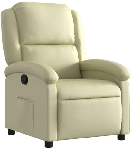 vidaXL Relaxsessel, Sessel mit Liegefunktion, Fernsehsessel TV Liegesessel für Wohnzimmer, Ruhesessel Polstersessel, Creme Echtleder