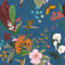 VEELIKE Exotic Birds Floral Wallpaper Vintage Blue Flower Contact Paper Tropical Leaf Contact Paper Botanical Wall Art Deco Wallpaper Hallway Jungle Wall Mural Vinyl Wrap for Furniture 44.5cm×300cm