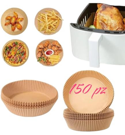 150 fogli di Carta forno per friggitrice ad aria e forno cartaforno ad aria forno a microonde 100 Pad misura 16 x 4.5 cm (150 pezzi)