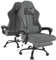 Devoko Silla de Juegos de Masaje, Silla de Carreras de Tela Suave de Alta tecnología con Soporte Lumbar de Masaje, reposapiés, Capacidad de Carga de 150 kg, Silla de Oficina ergonómica(Gris Oscuro)