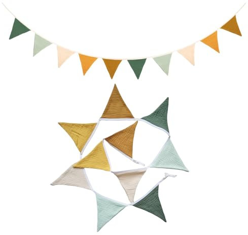 Moguri Bandierina per cameretta dei bambini, 100% tessuto in mussola, ottimo accessorio per letto di casa, culla e culla, decorazione da parete, per cameretta dei bambini, colore marrone