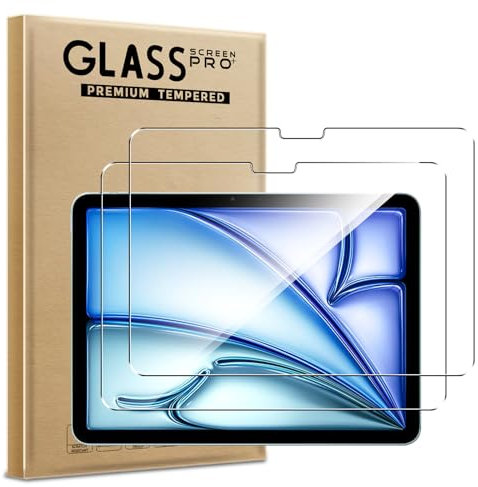 WFTE [2-Pezzi Vetro Temperato per Apple iPad Air 11 M4 2024/7th M3 2025/Air 4th M2 Pellicola Protettiva [Durezza 9H][ Anti graffio][Anti-Impronte][Senza Bolle] Pellicola Protettiva