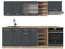 Vicco Küchenzeile R-Line, Schwarz Beton/Goldkraft Eiche, 240 cm ohne Arbeitsplatte