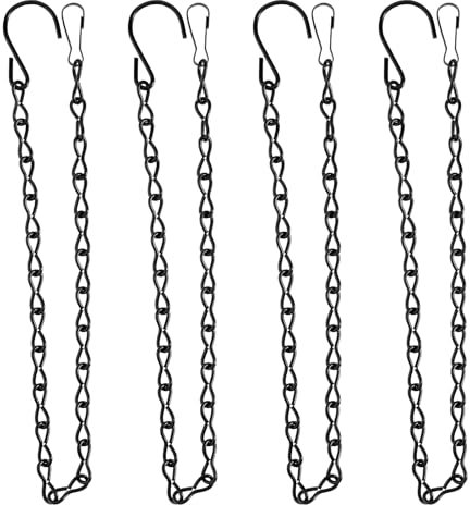WY LIGHTING LEVEL Confezione da 4 catene da appendere con ganci, 50 cm, per appendere piante, in metallo, per mangiatoie per uccelli, lanterne, ornamenti, campanelli a vento, cartelloni pubblicitari,