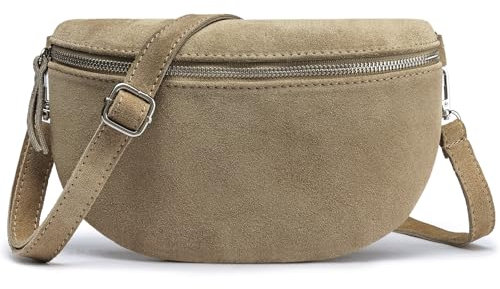 Frentree® Midi Echtleder-Umhängetasche Aus Italien, Crossbodytasche Mit Abnehmbarem Schultergurt Und Silbernem Reißverschluss