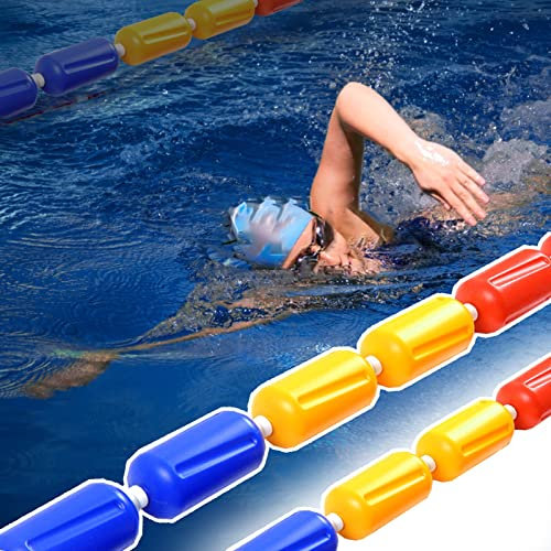 Pealihuy 1/2/3/4/5/6/7/8/9/10 m langes schwimmendes Sicherheitstrennseil – Gefahrenbereich und Trennlinie für Tiefe, Flache Bereiche, vormontierte Schwimmseile für Schwimmbecken (Stahldrahtseil-Stil,