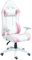 HOMCOM Silla Gaming Reclinable Silla Gamer Giratoria Silla de Oficina Basculante con Cojín Lumbar Reposabrazos 3D Reposacabezas Extraíble y Altura Ajustable 67x60x120-128 cm Blanco y Rosa