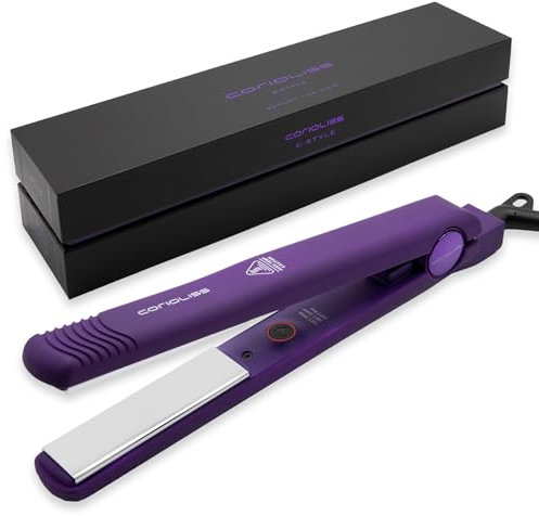 Corioliss C-Style | Plancha del Pelo | Placas de Titanio | Control de Temperatura 165º-220º | Iónica Antifrizz | Alisado y Ondas | Calentamiento 30 Seg | Cable Giratorio | Purple