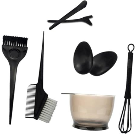 Healvian Professionelles Haarfärbeset 7 Stück Mit Kamm Färbepinsel Mischschüssel Und Ohrenschützern Schwarz Multifunktional Für Langes Kurzes Lockiges Oder Glattes Haar Schutzumhang Inklusive