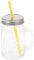 WELL HOME - Vaso de cristal de 450ml con pajita amarilla