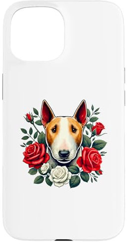 Custodia per iPhone 15 Roses Flowers Bull Terrier Mini Bull