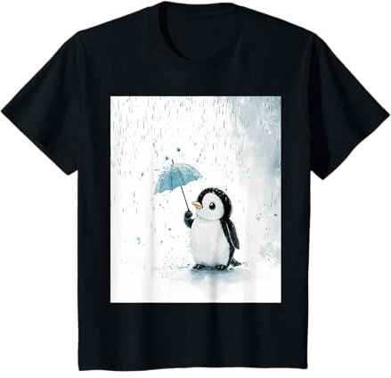 Kinder Süßer Pinguin Mit Regenschirm Für Kinder T-Shirt