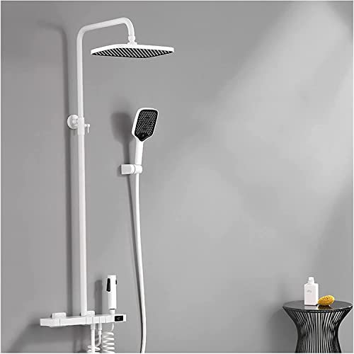 KFTLDYZL Sistema de Ducha de Lluvia, Pantalla Digital LED de Temperatura, Sistema de Ducha expuesta, Cabezal de Ducha Tipo Lluvia con rociador de Mano, Grifo de Ducha para baño, Incluye roc