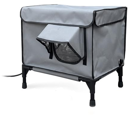 Cuccia riscaldata per gatti da esterno, 3 timer regolabili, portatile, invernale, resistente alle intemperie, isolata, cuccia pieghevole per gatti da esterno,17 x 13 x 12in (EU)