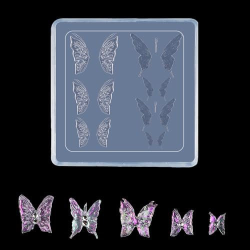 Nails Art Silicone Mold With Rose And Butterfly Patterns 3D Nails Embossing Template For Nails Art Craft Supplies
