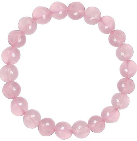 Gemstone Bracelet for Unisex - Stretch Beaded Bracelet - Healing Stone Jewelry - Lucky Charm Bracelet - Yoga Meditation Bracelet - precious stone bracelet Gift - 8mm (Rose Quartz)