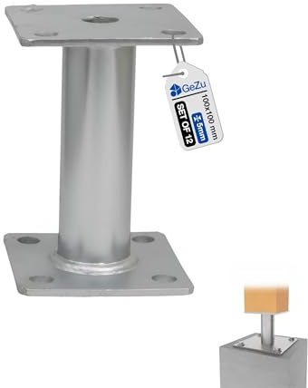 GeZu Impex Post Support 100 x 100 mm | 150 mm Set of 12 | Hot Dip Galvanised Holder Elevated Base