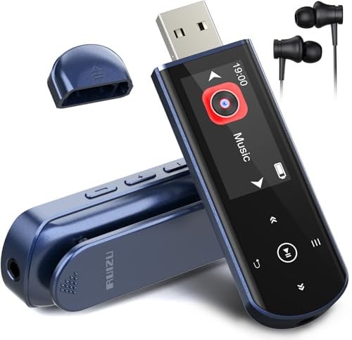 64GB Lettore MP3 Portatile Bluetooth 5.3, Clip Sportivo, Radio FM, Registratore Vocale, Lettore Audio Digitale, Trasferimento File USB, Ideale per Sport e Corsa