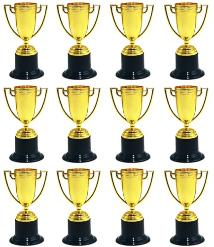 BAGUBDR 12 PCS Mini Trophies, Classroom School Award Trophy, Mini Trophies Bulk, Mini Winner Award Trophies, Party Rewards Trophy Cup, for Sports Tournaments, Competitions, Parties