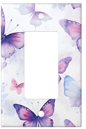 Lichtschalter Abdeckung, Tinte Lila Schmetterling Schalter Platte Abdeckungen Dekorativ, Wandplatten für Steckdosen für Schlafzimmer Bad Küche Single Kippschalter
