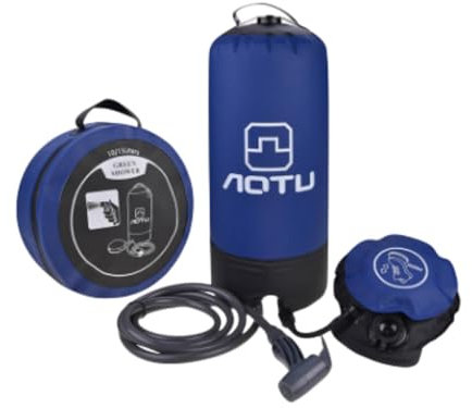 Fenteer Camping Shower Bag Folding Bucket Portable with Shower Hose Camp Shower with Pump for Garden Camping Tents RV Pet Cleaning