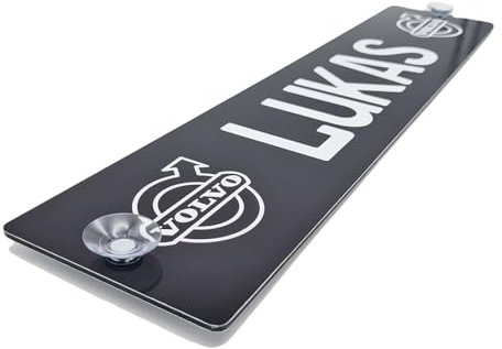 LKW-Namensschilder Volvo Fun schwarzer Hintergrund - Funschilder individuell mit Wunschtext gestaltbar