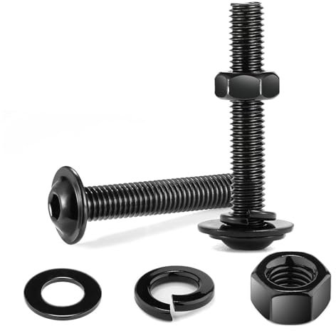10Pcs M5 x 35mm Bolt Flanged Button Head Socket Cap Bolt Screws, Black Oxide 304 Stainless Steel Nuts and Bolts, Allen Screws, Flat & Lock Washers, Nuts and Bolts Assortment Kit by Wavanta