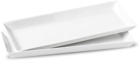 UIBFCWN Set di 2 Piatti da Portata Grande Rettangolari 33cm, Vassoi da Portata in Ceramica per Feste e Intrattenimenti, Piatti in Porcellana Grandi per Insalata, Bbistecca, Portata Principale, Cena