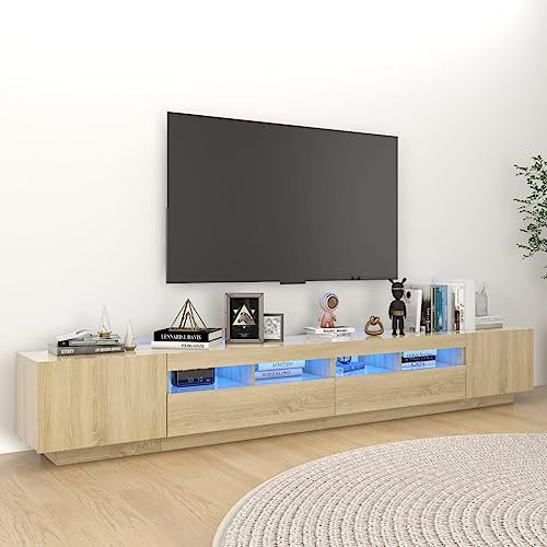 Woonisher Meuble TV avec lumières LED Chêne Sonoma 260x35x40 cm Ensemble Meuble TV et Table Basse