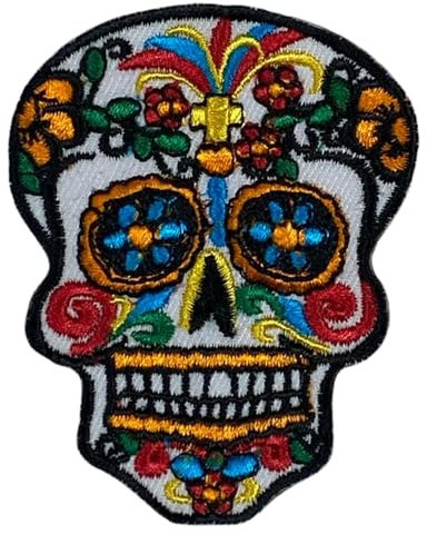Bebuz Day of The Dead Sugar Skull Embroidery Iron-On Patches for Clothing Sew-On Applique for DIY Crafts Denim Jackets Jeans Backpacks