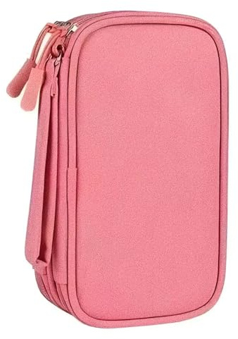 Iridsmole Travel Cable Organiser Bag, Electronics Accessories Organiser Bag, Waterproof Cable Organiser Bag with Double-Layer Storage for Charging Cable Flash Drive SD Card Power Bank Pink