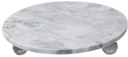 TOVINANNA Plateau en Marbre Naturel Rond Multifonctionnel 30 CM Présentoir Décoratif pour Bijoux et Fruits Accessoire de Maison Design Scandinave la Cuisine et Salle à Manger