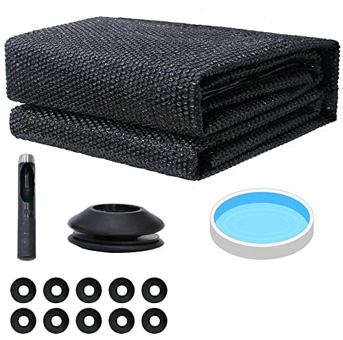 Mucola Solarfolie Pool rund Ø 457 cm Schwarz inkl. 10 Ösen & Werkzeug | Poolabdeckung Solarplane Pool Abdeckplane PVC PE-Folie Luftkammern 120 My | Wärmefolie Poolfolie Solarheizung zuschneidbar