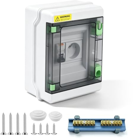 VETOLAKA Schuko Steckdose mit Fi Schutzschalter, Steckdosenbox, Fi Schutzschalter, Aussensteckdose Wasserdicht, IP65 Wasserfest Wandverteiler Komplett - 16 A Steckdose 230V und FI 16A C typ A