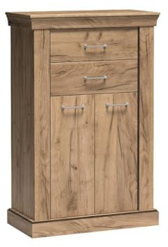 Masseno Kommode DESIO 82 cm Sideboard mit 2 Schubladen und 2 Türen für Wohnzimmer Schlafzimmer Modern 82x42x127 cm Eichefarben