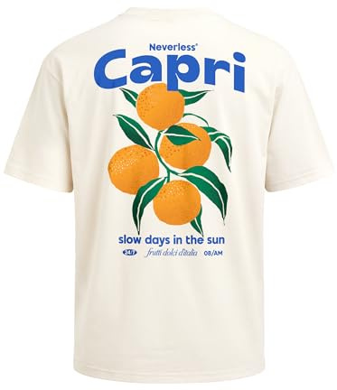 Neverless® Herren T-Shirt - Capri Orange - Oversized Relaxed Fit Sommer Fashion Streetstyle