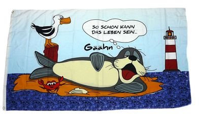 Fahne/Flagge Seehund Möwe Robbe 90 x 150 cm