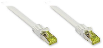 Good Connections® RJ45 Ethernet LAN Patchkabel mit Cat. 7 Rohkabel, Rastnasenschutz RNS, S/FTP, PiMF, halogenfrei, 500MHz, KUPFERLEITER, 10-Gigabit-fähig - weiß, 10 m