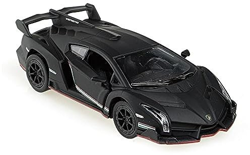 Kinsmart Lamborghini Veneno 1:36 Matt Black Modellauto, Auto, 1:36 Lamborghini Veneno Model Car, Erwachsene, Sammler, Sportwagen-Enthusiasten, Unisex, Luxusautos