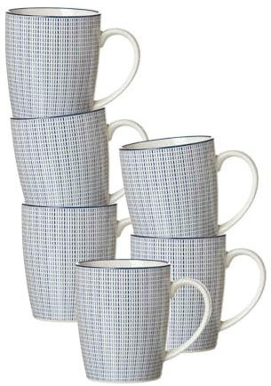 Ritzenhoff & Breker Henkelbecher-Set Royal Makoto 6-teilig, 350 ml, Kaffeebecher mit Henkel aus Porzellan, Orientalisches Dekor, Spülmaschinenfest & Mikrowellengeeignet, Blau-Weiß