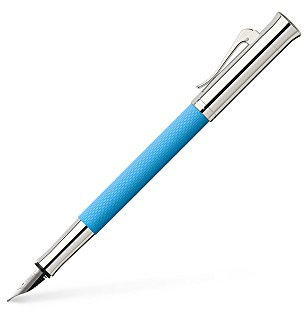 Graf von Faber-Castell - Füllfederhalter Guilloche Gulf Blue M | Guillochierter Edelharzschaft mit 18-Karat Goldfeder und rhodinierten Metallteilen