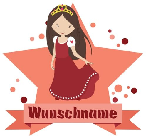 Samunshi® Prinzessin Wandtattoo Türschild mit Name personalisierbar Kinderzimmer Türaufkleber Baby Wandaufkleber - 40x35cm mehrfarbig